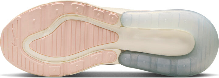Women's Nike Air Max 270 sneakers, outsole view with translucent blue heel pods