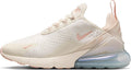 Women's Nike Air Max 270 sneakers, soft pearl upper with coral-pink swoosh and laces