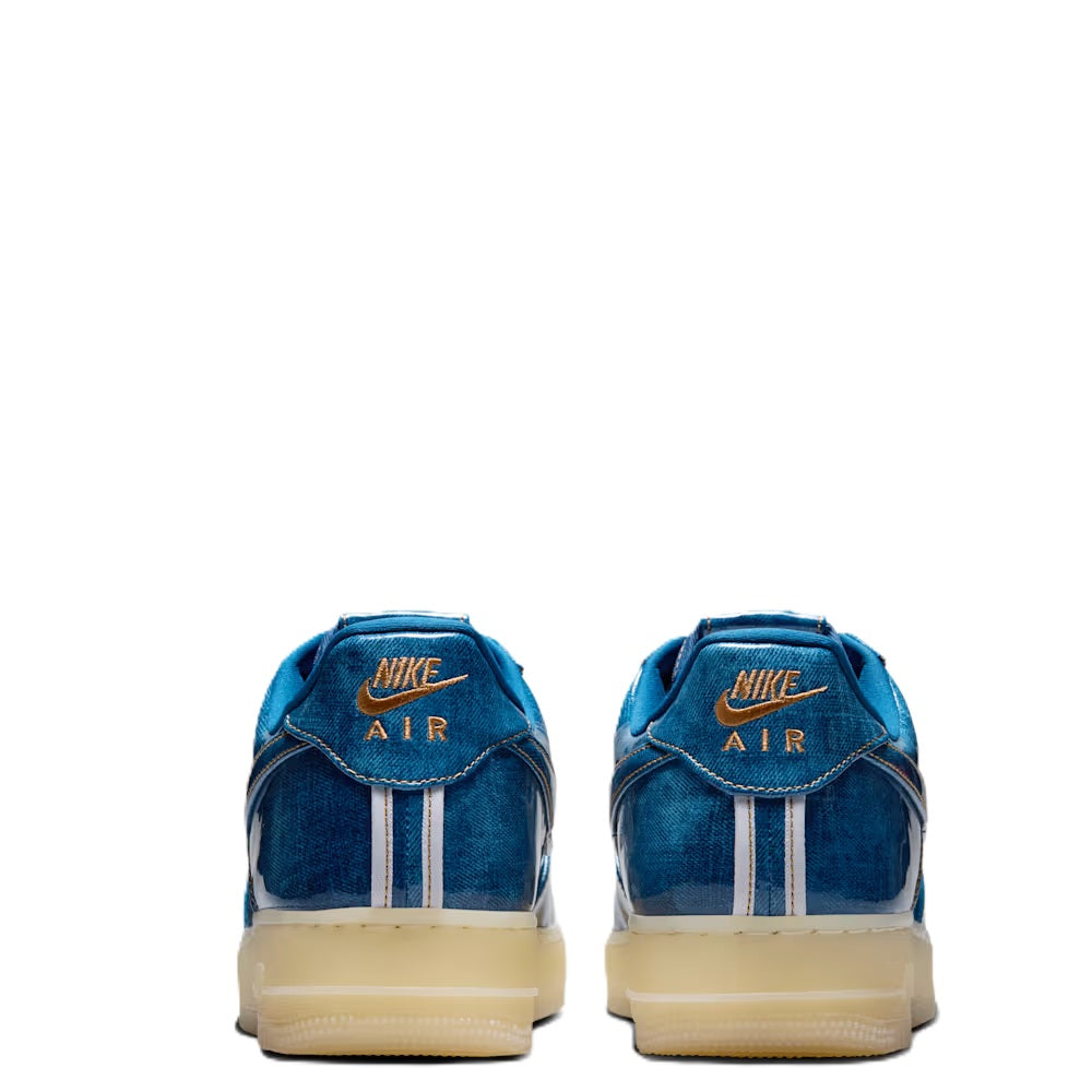 Nike Air Force 1 low-top sneakers, coastal blue, rear heel with Air branding