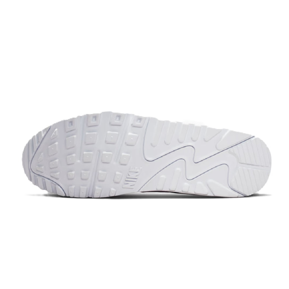 White rubber outsole with textured tread and Nike swoosh logo on heel.