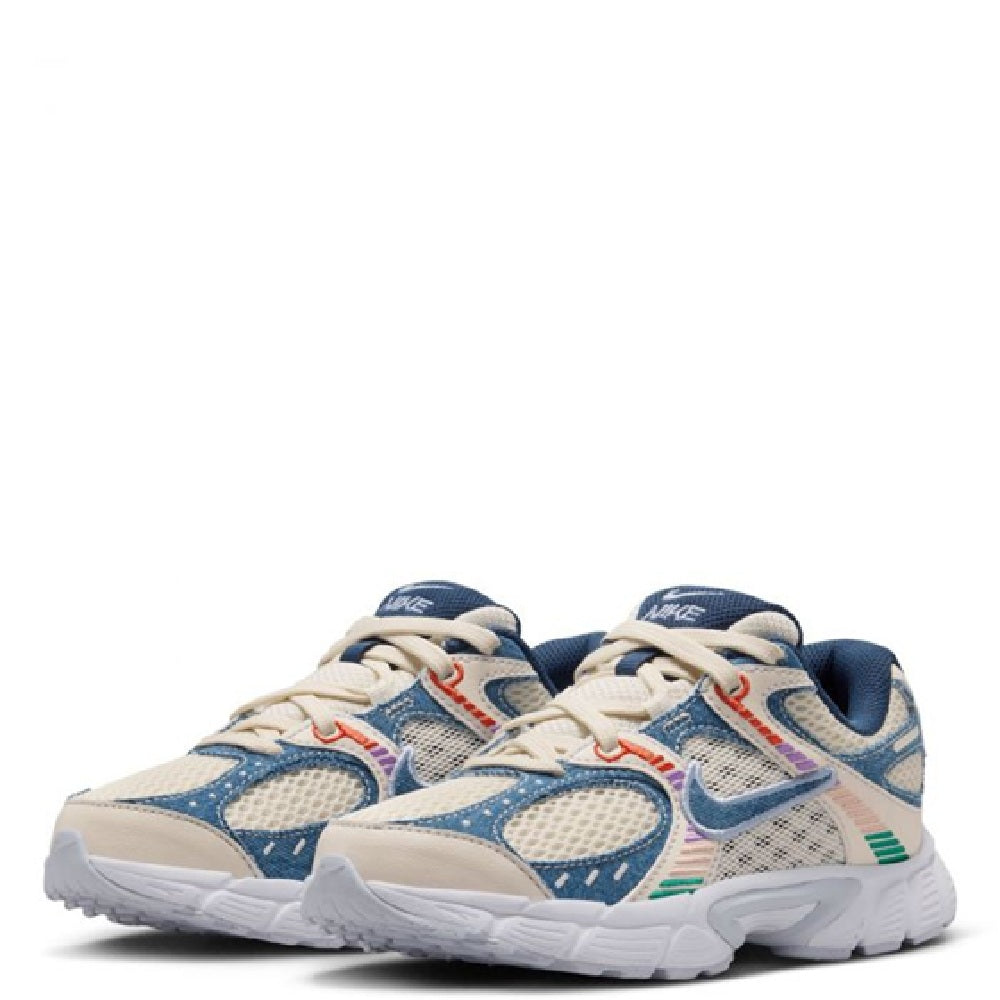 Kids' Nike lace-up sneakers, blue and pearl with colorful accents on the upper