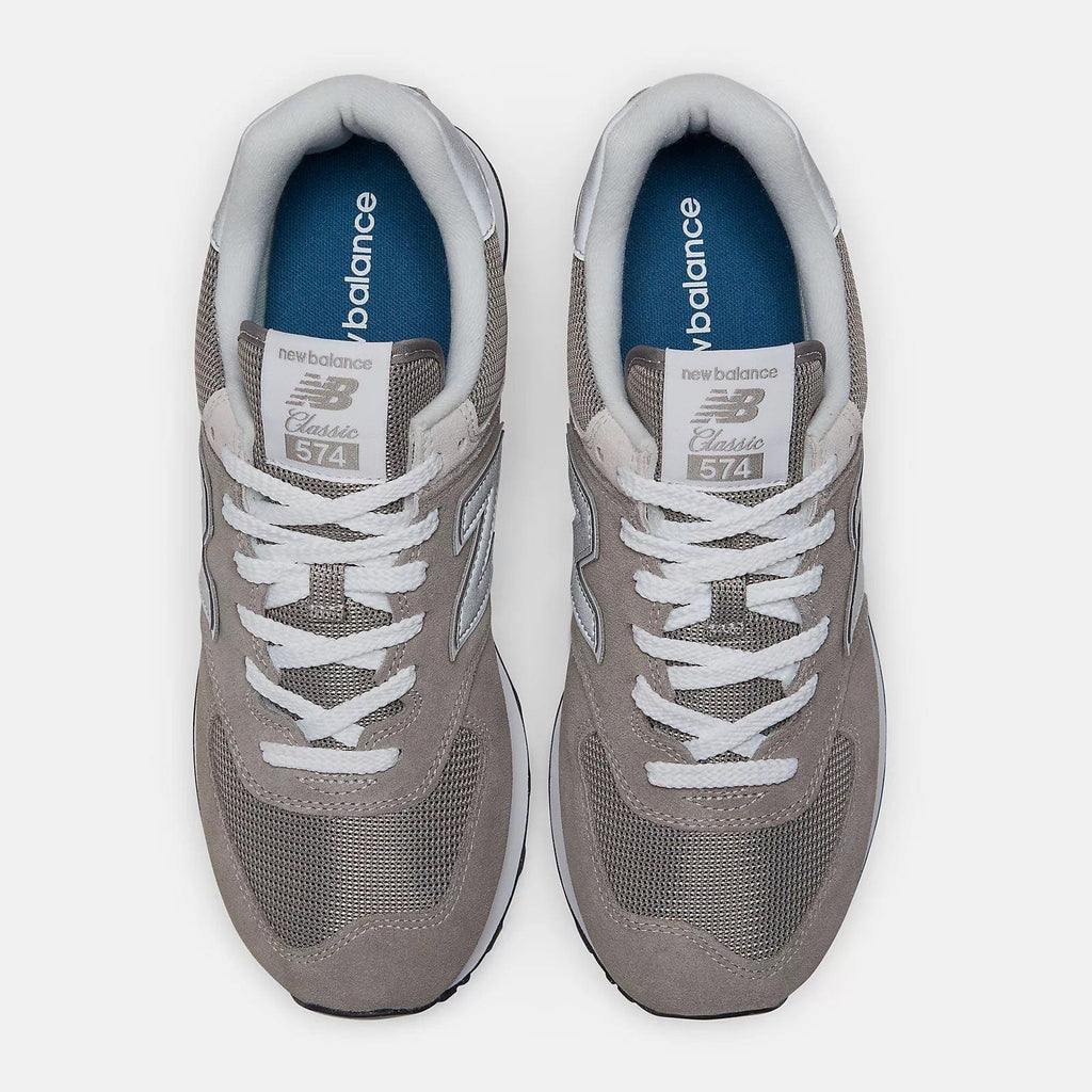 New Balance 574 sneakers in taupe with white laces and Classic 574 heel label