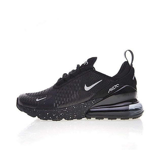 Nike Air Max 270 180 running shoes, black knit with speckled detailing and Max Air unit