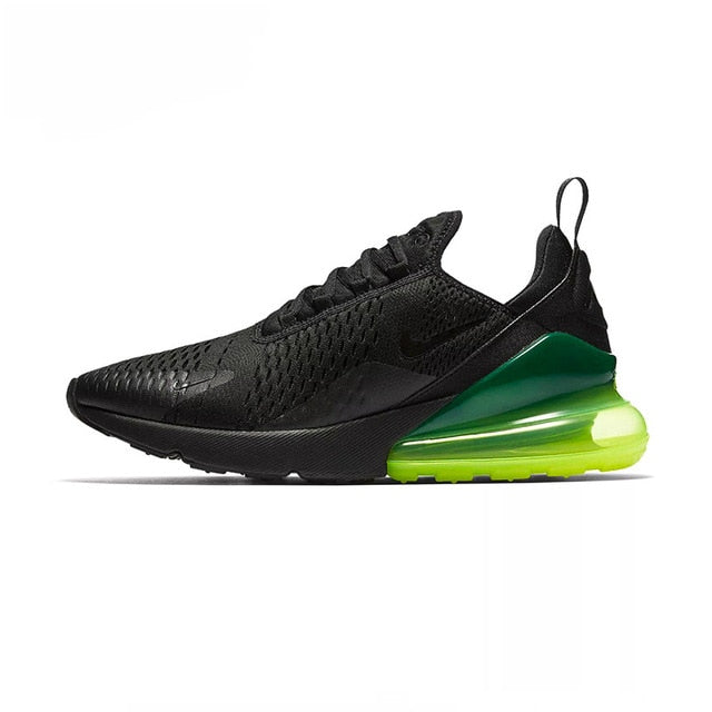 Nike Air Max 270 180 running shoes, black upper with neon green Air Max heel