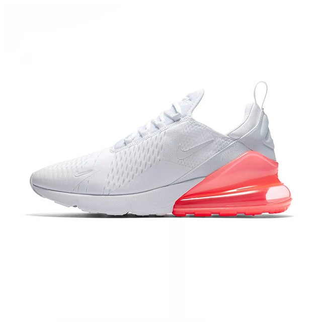 Nike Air Max 270 running shoes, white with pink/red Air unit