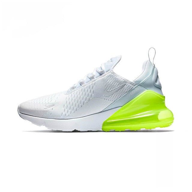 Nike Air Max 270 180 running shoes, white upper with neon green Air Max heel