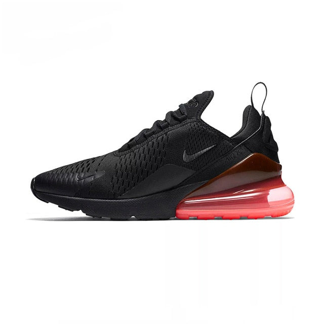 Nike Air Max 270 180 running shoes, black upper with red Air Max heel and white sole