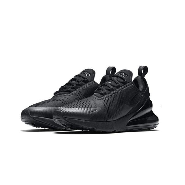Nike Air Max 270 running shoes, black mesh knit upper with dark swoosh and air unit